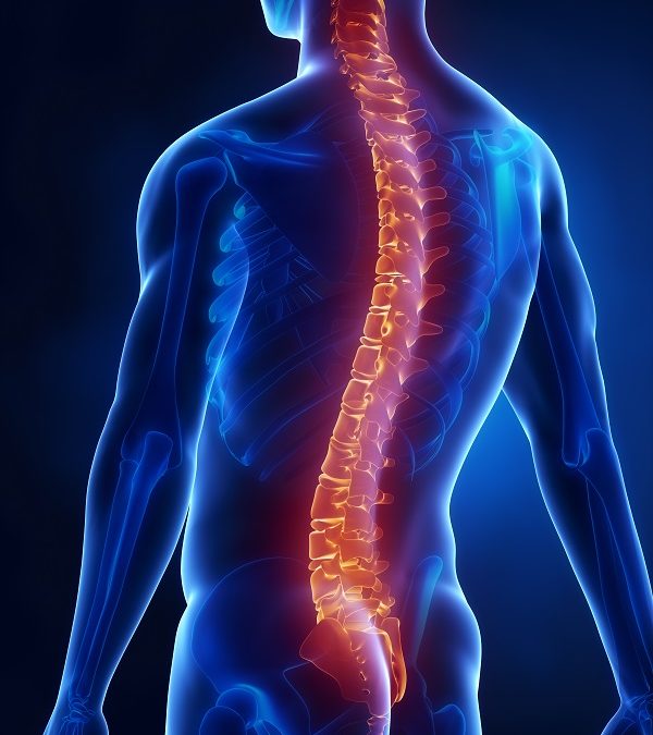 Man with glowing backbone