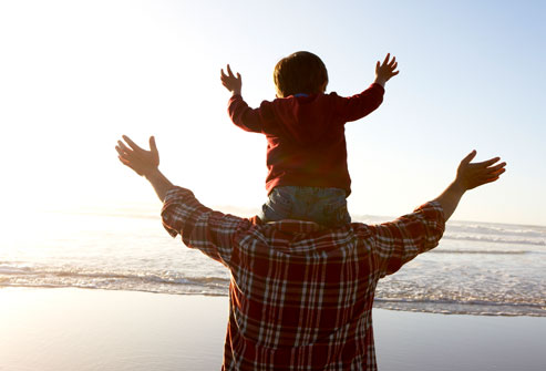 child on shoulders